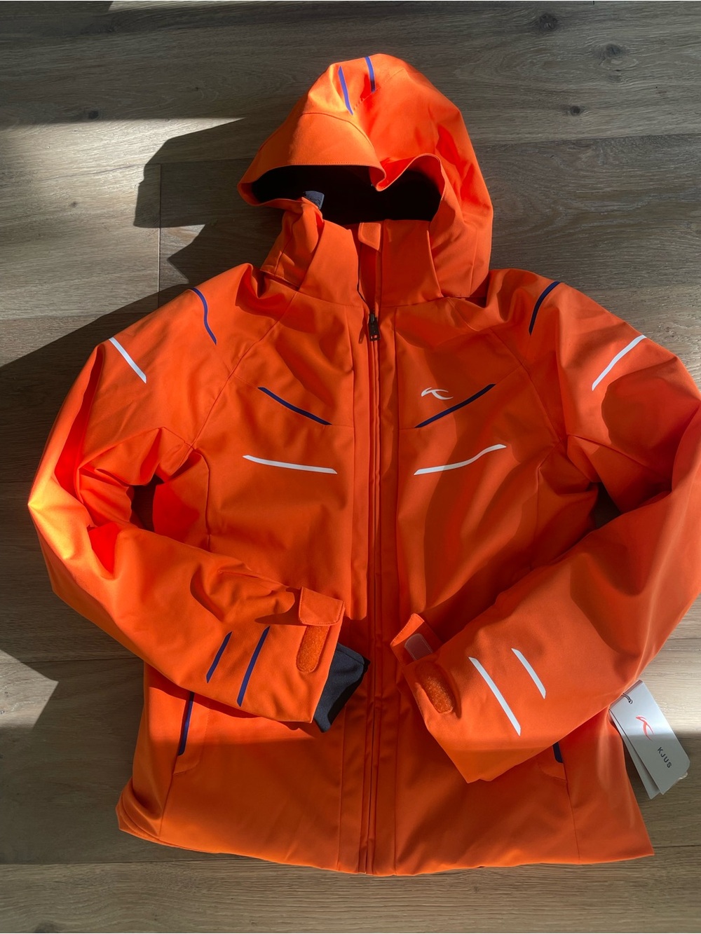 KJUS Kids Bright Orange Ski Jacket with Hood